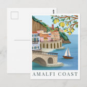 Amalfi Coast Italy Travel Illustration ポストカード (正面/裏面)