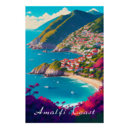 Amalfi Coast Italy Travel Print ポスター