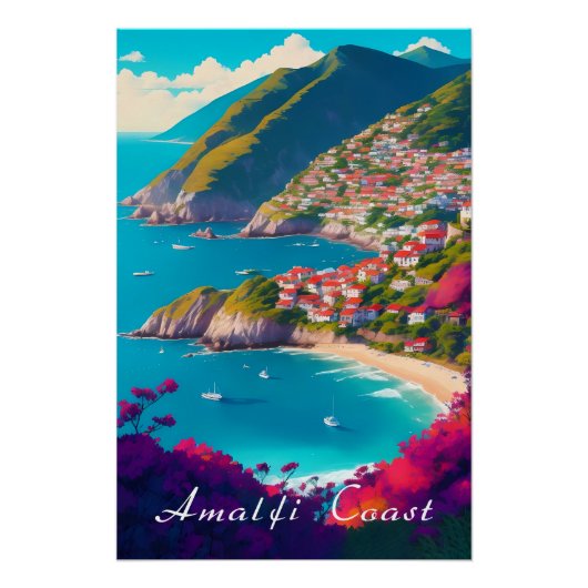 Amalfi Coast Italy Travel Print ポスター (正面)