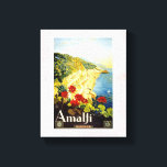 Amalfi Coast, Italy Vintage旅行広告 キャンバスプリント<br><div class="desc">Amalfi Italyのヴィンテージ旅行広告。有名な海岸沿いの道路を取り上げ、旅行者にとって非常に美しいルートを提供する。ソレント半島の穏やかな青い海は、海に浮かぶ帆船で見ることができる。この画像は、この海岸線を有名にする丘陵地帯に切り込まれた荒れ果てた山々とカーブした道路も示している。薄いピンクの大理石のテクスチャ背景に設定する。</div>