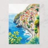Amalfi Coast Italy Watercolor Italian Coastal ポストカード (正面)
