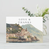 Amalfi Coast Italy Watercolor Wedding Photo サンキューカード (スタンド正面)