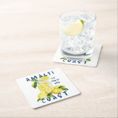 Amalfi Coast – La Dolce Vita Limoncello Lemons スクエアペーパーコースター (インサイチュ)