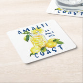 Amalfi Coast – La Dolce Vita Limoncello Lemons スクエアペーパーコースター (アングル)