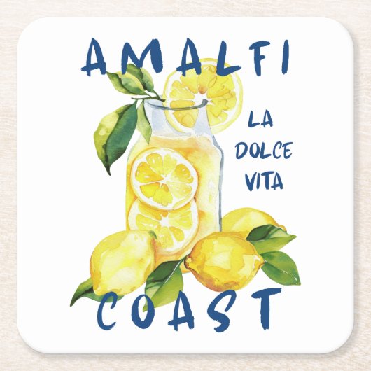 Amalfi Coast – La Dolce Vita Limoncello Lemons スクエアペーパーコースター (正面)