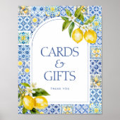 Amalfi Coast Lemon Baby Shower Cards & Gifts Sign ポスター (正面)