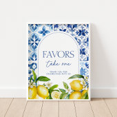 Amalfi Coast Lemon Baby Shower Favors Sign ポスター