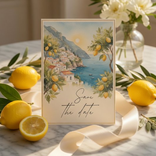 Amalfi Coast Lemon | Italian Save The Date 招待状