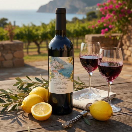 Amalfi Coast Lemon Wedding | Italian ワインラベル