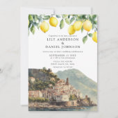 Amalfi Coast Lemons Italian QR Code Wedding 招待状 (正面)