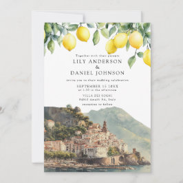 Amalfi Coast Lemons Italian QR Code Wedding 招待状