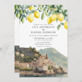Amalfi Coast Lemons Italian QR Code Wedding 招待状 (正面/裏面)