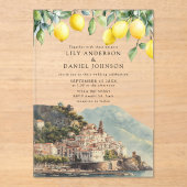 Amalfi Coast Lemons Italian Wedding アクリル招待状 (正面)