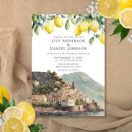 Amalfi Coast Lemons Italian Wedding 招待状