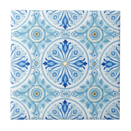 Amalfi Coast Mediterranean Cobalt Blue Tile タイル (正面)