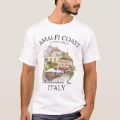 Amalfi Coast Meditteranean Sea Vintage Landscape Tシャツ (正面)