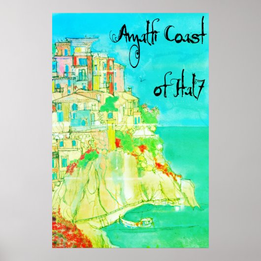 Amalfi Coast of Italy Art 11" X 14" poster ポスター (正面)