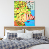 Amalfi Coast of Italy on Mediterranean Text キャンバスプリント (インサイチュ (寝室))