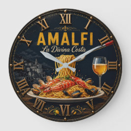 Amalfi Coast Seafood Pasta Italian Restaurant ラージ壁時計