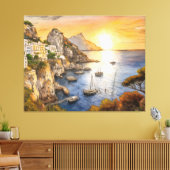 Amalfi coast sunset illustrating coastal village a キャンバスプリント (インサイチュ (リビング))