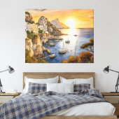 Amalfi coast sunset illustrating coastal village a キャンバスプリント (インサイチュ (寝室))