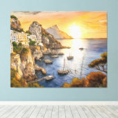 Amalfi coast sunset illustrating coastal village a キャンバスプリント (インサイチュ (ウッドフロア))