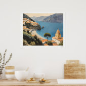Amalfi Coast Village View Poster ポスター (キッチン)