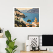 Amalfi Coast Village View Poster ポスター (ホームオフィス)