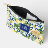Amalfi Coast Watercolor Lemon Monogram アクセサリーポーチ (見開き)