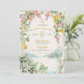 Amalfi Coast Wedding Invitation Custom Lemon Beach 招待状 (スタンド正面)