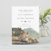 Amalfi Italian Watercolor Photo Wedding セーブザデート (スタンド正面)