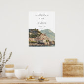 Amalfi Italian Wedding Welcome Sign ポスター (キッチン)