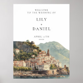 Amalfi Italian Wedding Welcome Sign ポスター