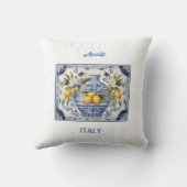 Amalfi Italyの青いタイトルとレモン クッション (裏面)