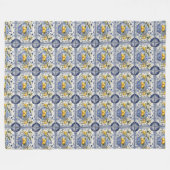 Amalfi Italyの青いタイトルとレモン フリースブランケット (正面(横))