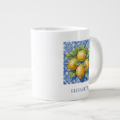 Amalfi Italy Lemon Blue White Tile Personalized ジャンボコーヒーマグカップ (正面右)
