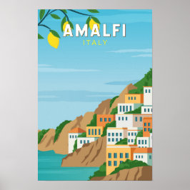 Amalfi Italy Retro Travel Art Vintage ポスター