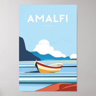 Amalfi italy vintage travel poster ポスター