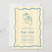 Amalfi Lemon All-in-One Handwritten Bridal Shower 招待状 (正面)