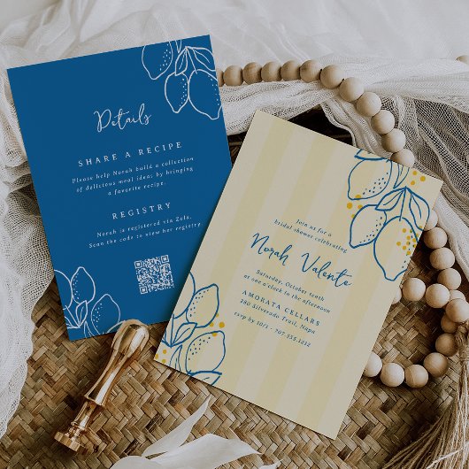 Amalfi Lemon All-in-One Handwritten Bridal Shower 招待状