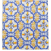 Amalfi Lemon Citrus Watercolor Mediterranean シャワーカーテン (正面)