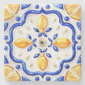Amalfi Lemon Citrus Watercolor Mediterranean ストーンコースター (正面)