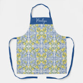 Amalfi Lemon Italian Blue TileAll-Over Print Apron エプロン (正面)