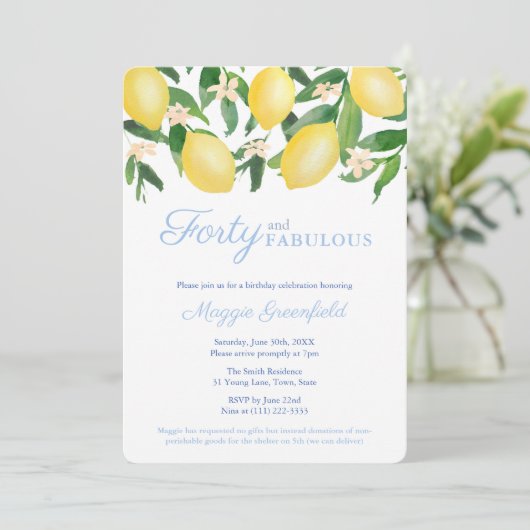 Amalfi Lemonsマイルストーンメス40歳の誕生日パーティー 招待状 (スタンド正面)