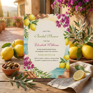 Amalfi Lemons Coastal Italian Summer Bridal Shower 招待状
