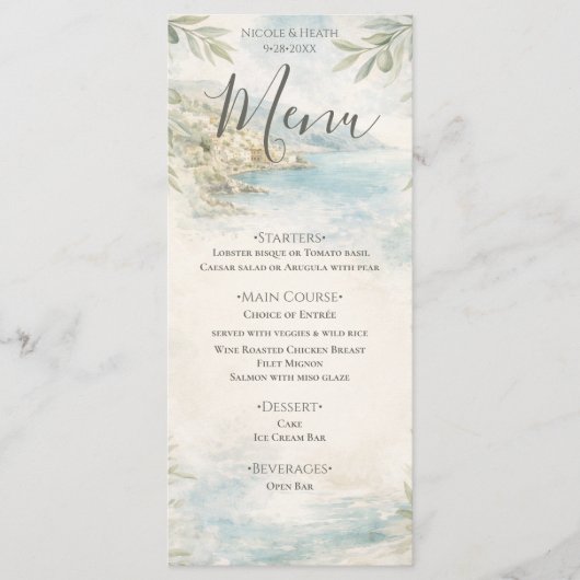 Amalfi Reverie — Mediterranean Coast Wedding Menu メニュー (正面)