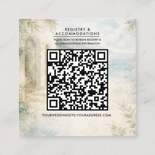 Amalfi Reverie - Mediterranean Coastal Wedding スクエア名刺 (裏面)