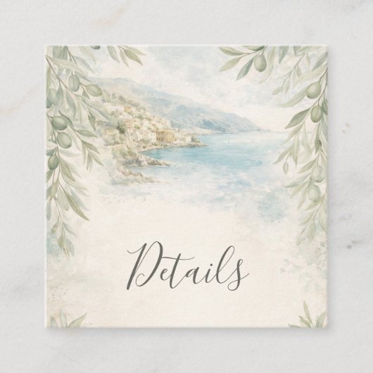 Amalfi Reverie - Mediterranean Coastal Wedding スクエア名刺 (正面)
