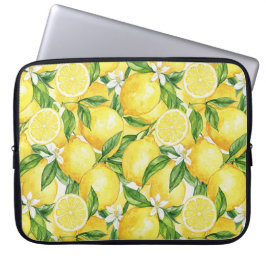 Amalfi Sunshine Watercolor Lemon Pattern ラップトップスリーブ