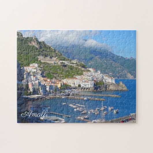Amalfi town bay & port Italian Coast Italy scenery ジグソーパズル (横)